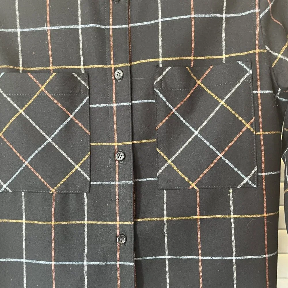 Pendleton buttondown XS black plaid women oversized flannel - Picture 2 of 11